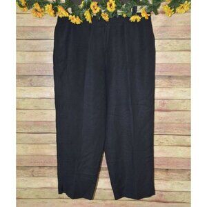 Larry Levine Black Cropped Ankle Linen Blend Pants Size 16 Casual Cargo Pocket